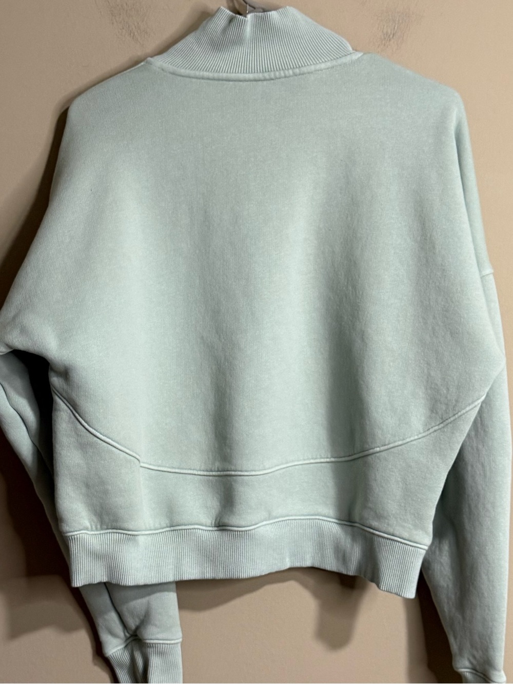 Outdoor Voices Mint Green Organic Cotton Quarter Zip Cropped Sweatshirt M - Picture 7 of 7